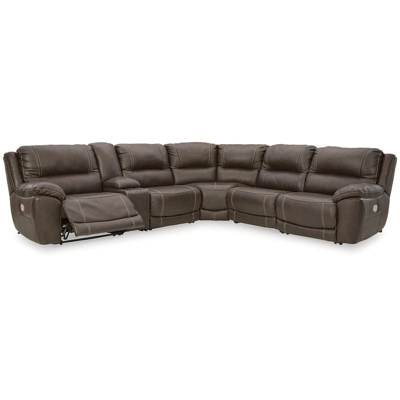 Signature Design by Ashley Dunleith Brown 6-Piece Power Reclining Sectional - 136 W x 123 D x 43 H