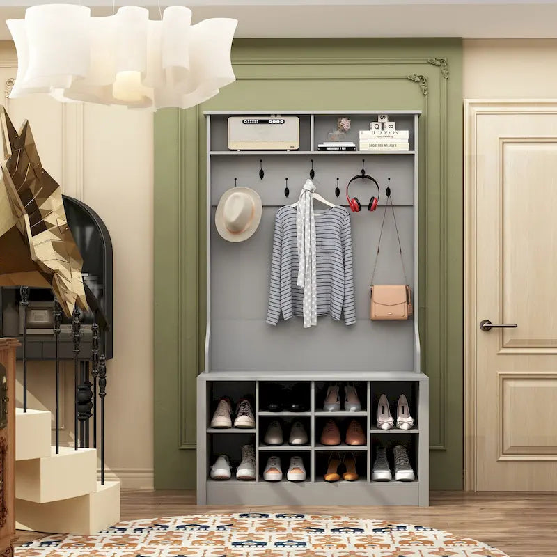 Coat Rack Hall Tree Shoe Bench Accent Furniture Entryway Living Room