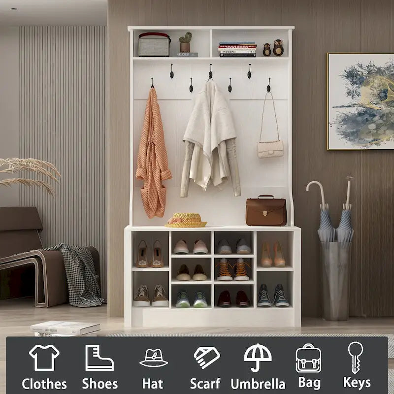 Coat Rack Hall Tree Shoe Bench Accent Furniture Entryway Living Room