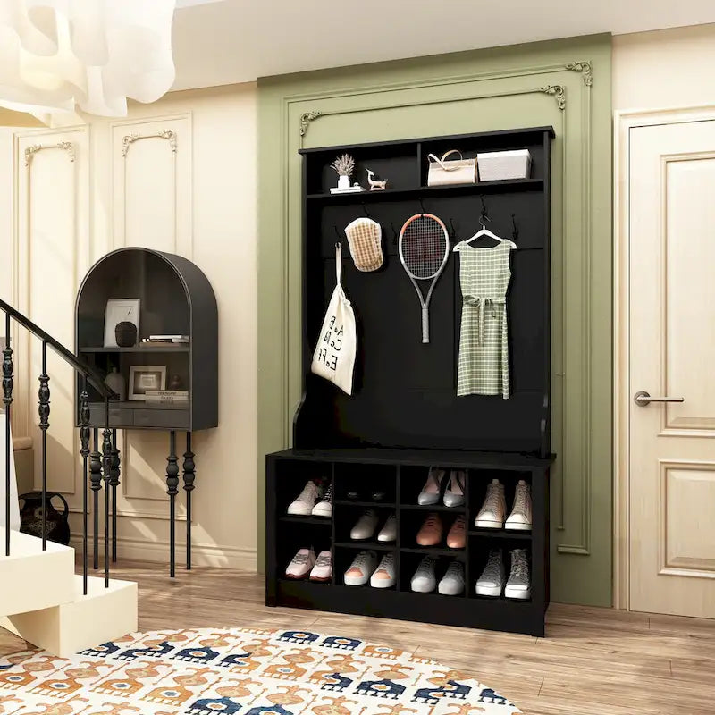 Coat Rack Hall Tree Shoe Bench Accent Furniture Entryway Living Room