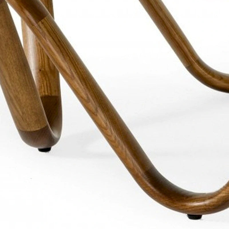 HomeRoots 45  Walnut And Clear Glass Abstract Wood Round Coffee Table - 45 x 45 x 15