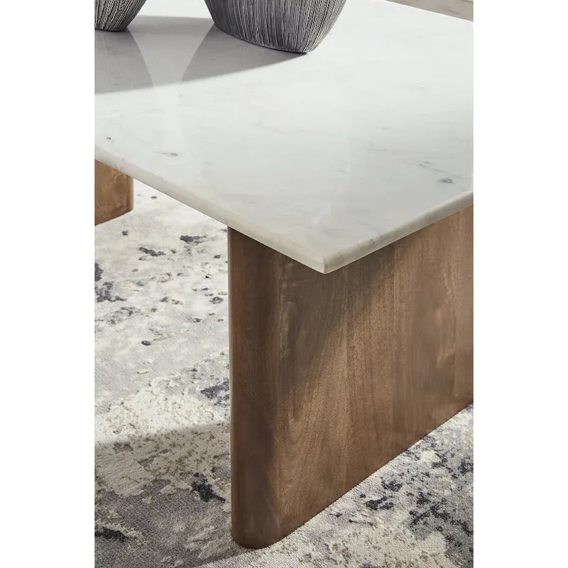 Signature Design by Ashley Isanti Light Brown/White Coffee Table - 48 W x 26 D x 17 H