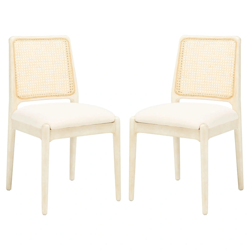 SAFAVIEH Sylva Rattan Cushion Dining Chair (Set of 2) - 19  W x 17.5  L x 32  H - 19Wx18Dx32H