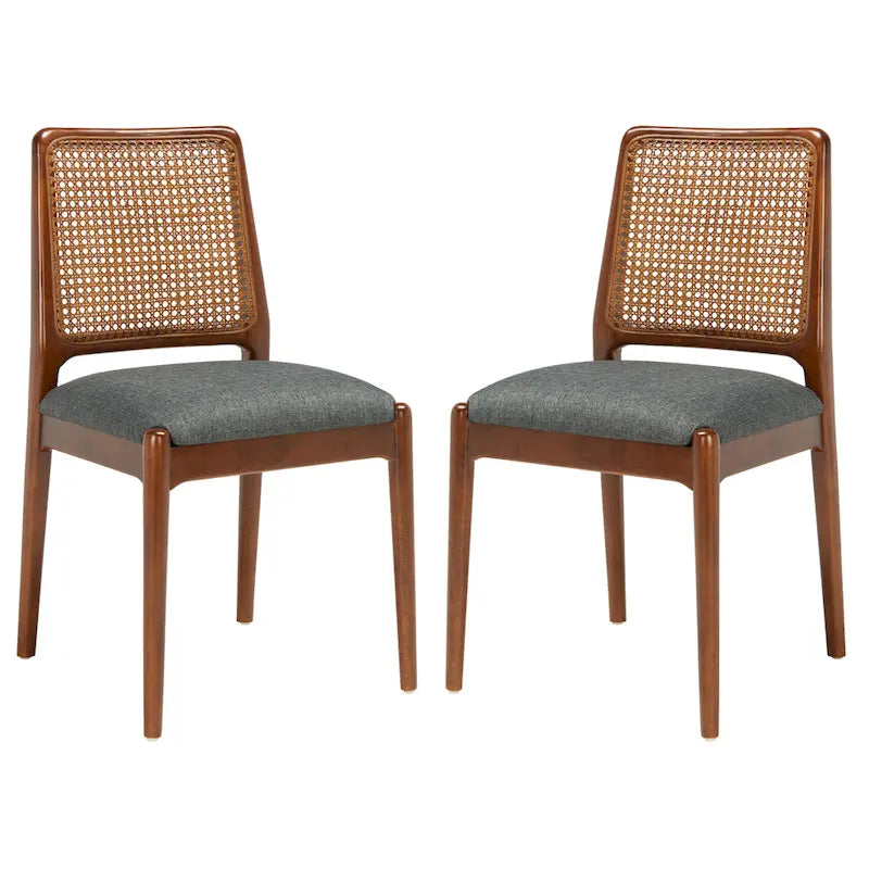 SAFAVIEH Sylva Rattan Cushion Dining Chair (Set of 2) - 19  W x 17.5  L x 32  H - 19Wx18Dx32H