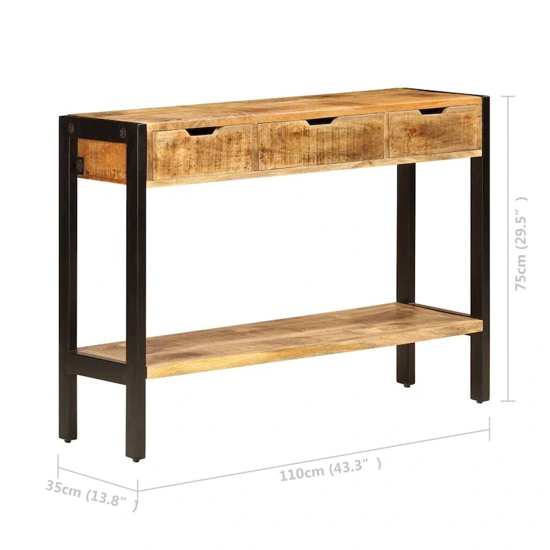 vidaXL Sideboard with 3 Drawers 43.3 x13.8 x29.5  Solid Mango Wood