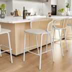 LeisureMod Ervilla Bar Stool with White Powder Coated Steel Frame Set of 2 - 37 