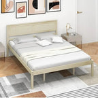 Wooden Bed Frame with Headboard and Slat Support
