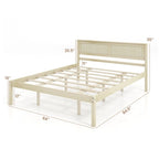 Wooden Bed Frame with Headboard and Slat Support