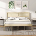 Wooden Bed Frame with Headboard and Slat Support