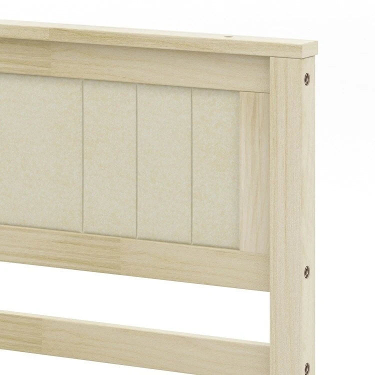 Wooden Bed Frame with Headboard and Slat Support