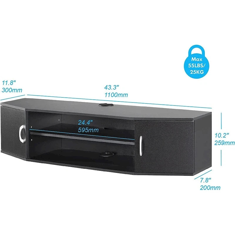 FITUEYES Wall Mounted TV Media Console Floating Desk Storage Hutch