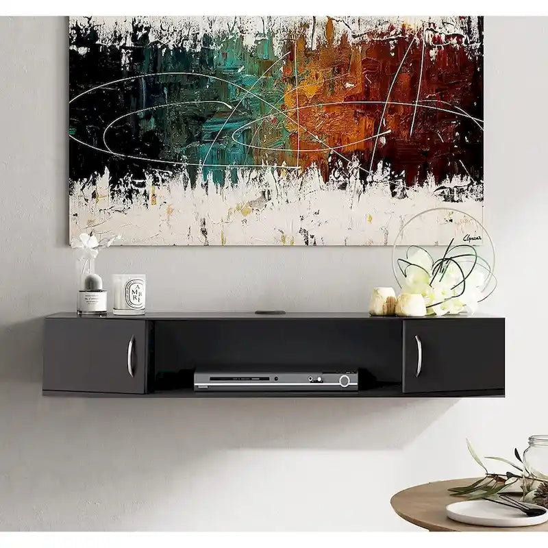 FITUEYES Wall Mounted TV Media Console Floating Desk Storage Hutch