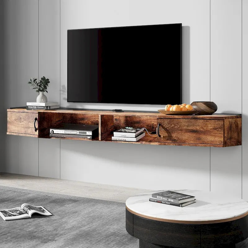 FITUEYES Wall Mounted TV Media Console Floating Desk Storage Hutch