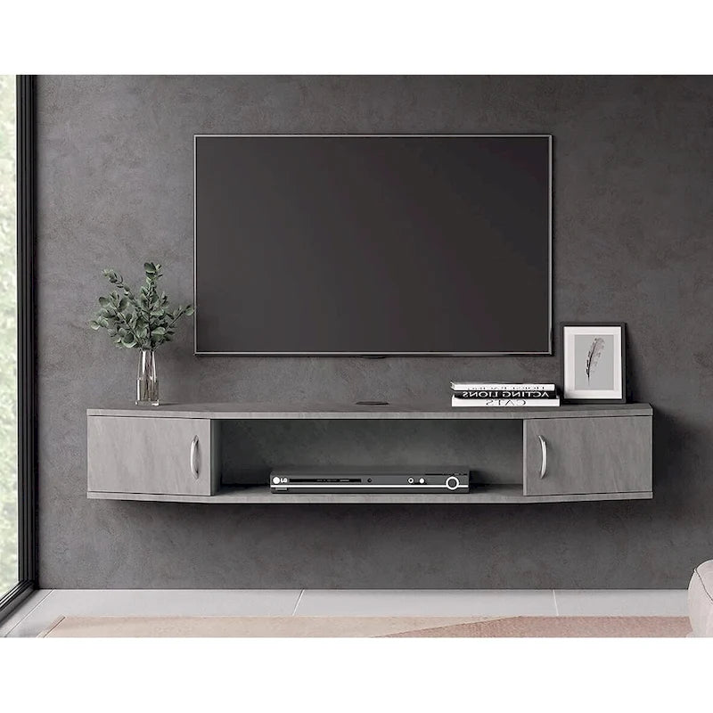 FITUEYES Wall Mounted TV Media Console Floating Desk Storage Hutch