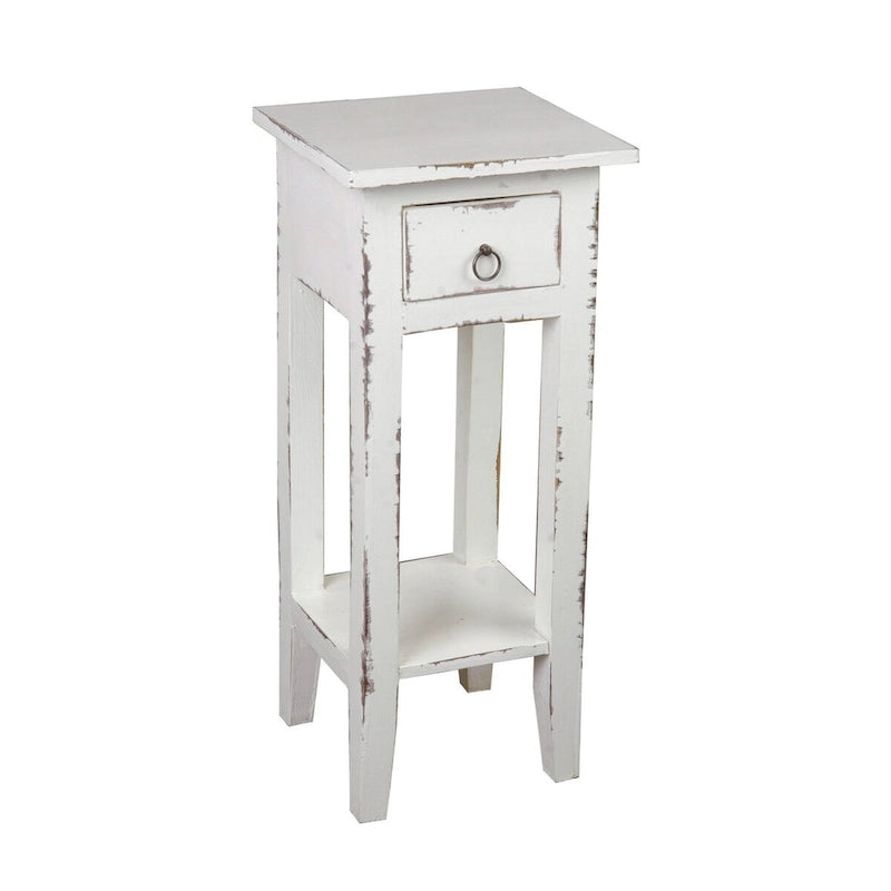 Solid Distressed Narrow Side Table - 25.75  - Washed White