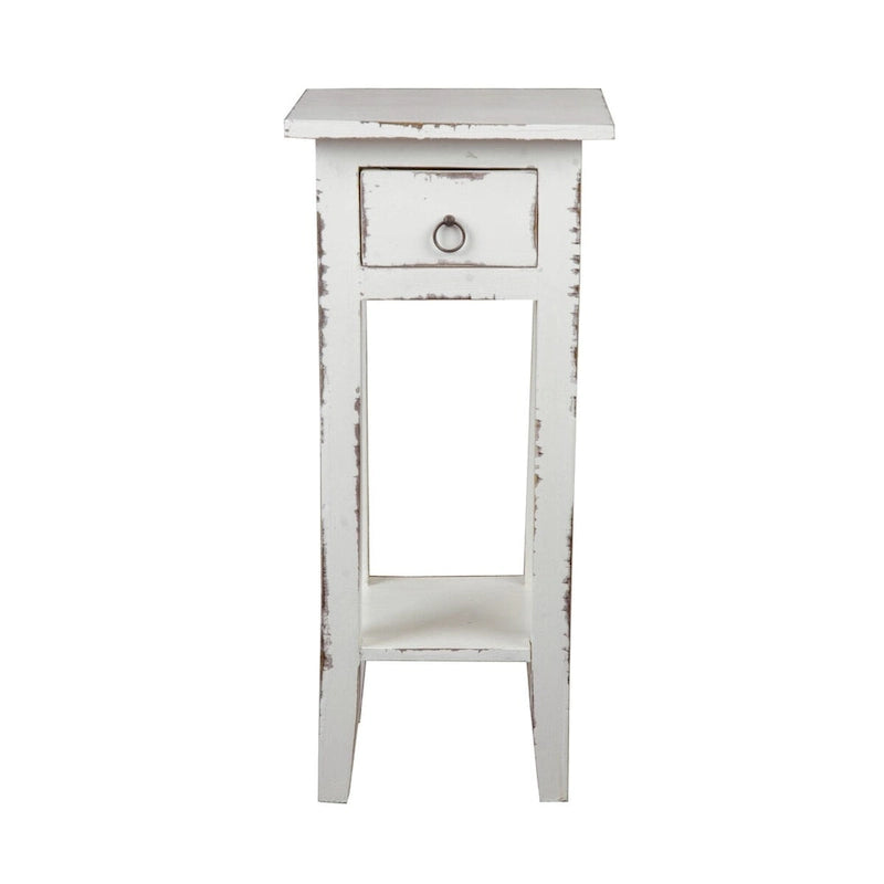 Solid Distressed Narrow Side Table - 25.75  - Washed White