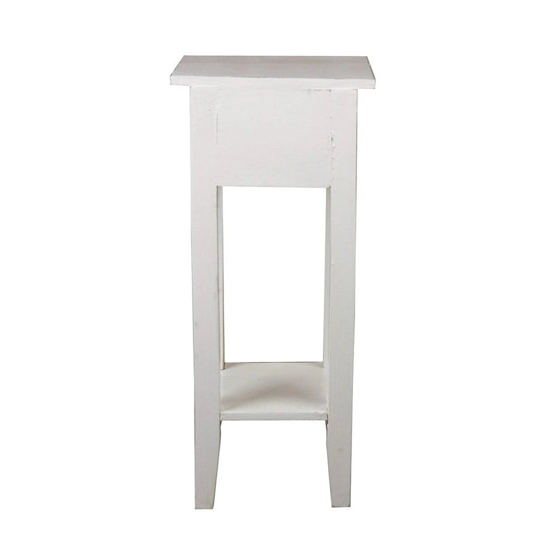 Solid Distressed Narrow Side Table - 25.75  - Washed White