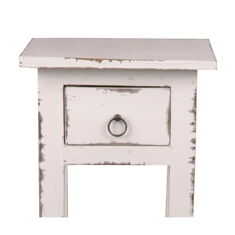 Solid Distressed Narrow Side Table - 25.75  - Washed White