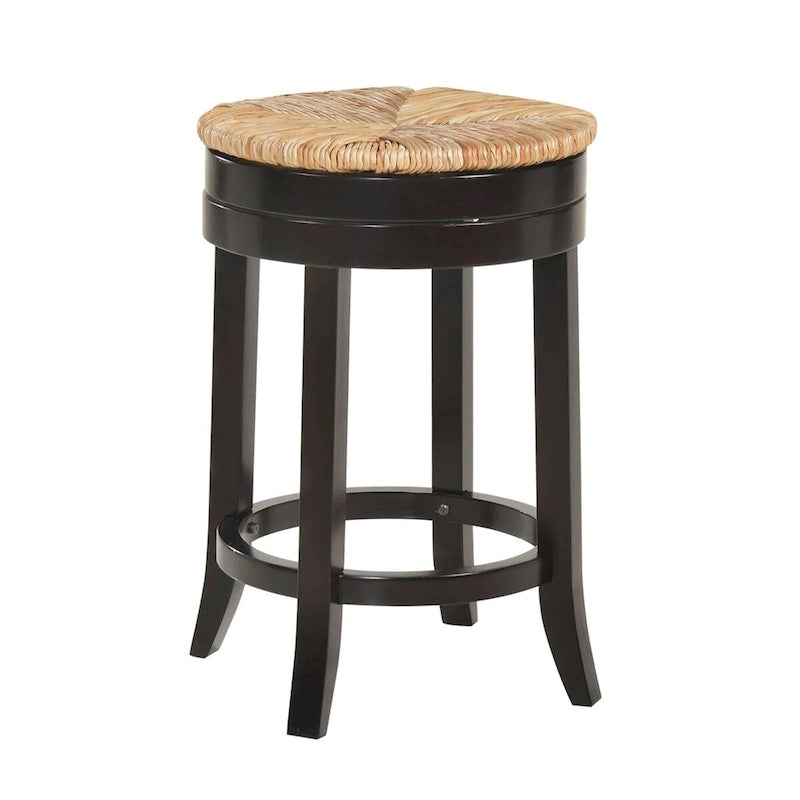 24  Brown and Beige Counter Stool with Swivel Rush Seat