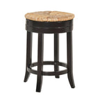 24  Brown and Beige Counter Stool with Swivel Rush Seat