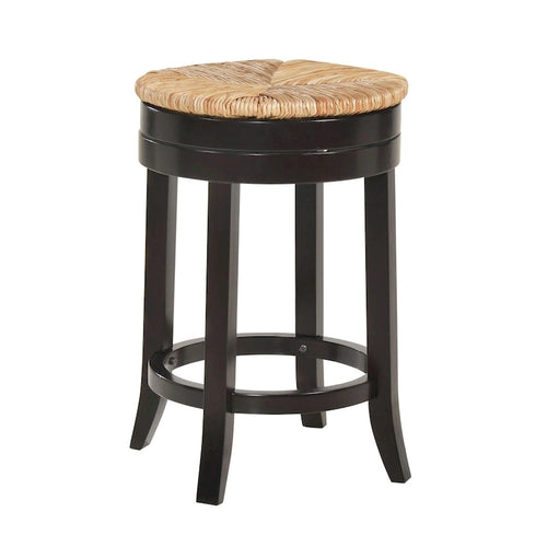 24  Brown and Beige Counter Stool with Swivel Rush Seat