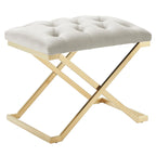 22  Ivory and Gold Contemporary Single Bench with Button Tufting
