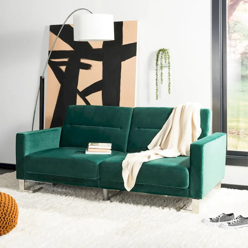 SAFAVIEH Spring Two-In-One Modern Foldable Beige Loveseat Sofa Bed