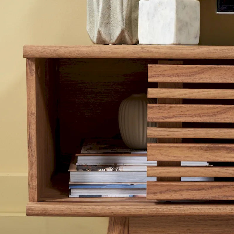 SAFAVIEH Teela Walnut 59-inch Storage Media TV Stand - 59  W x 15  L x 19  H - 59Wx15Dx19H