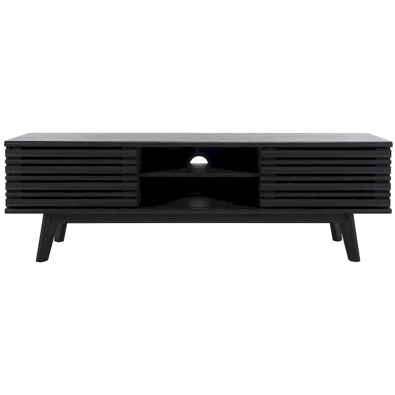 SAFAVIEH Teela Walnut 59-inch Storage Media TV Stand - 59  W x 15  L x 19  H - 59Wx15Dx19H