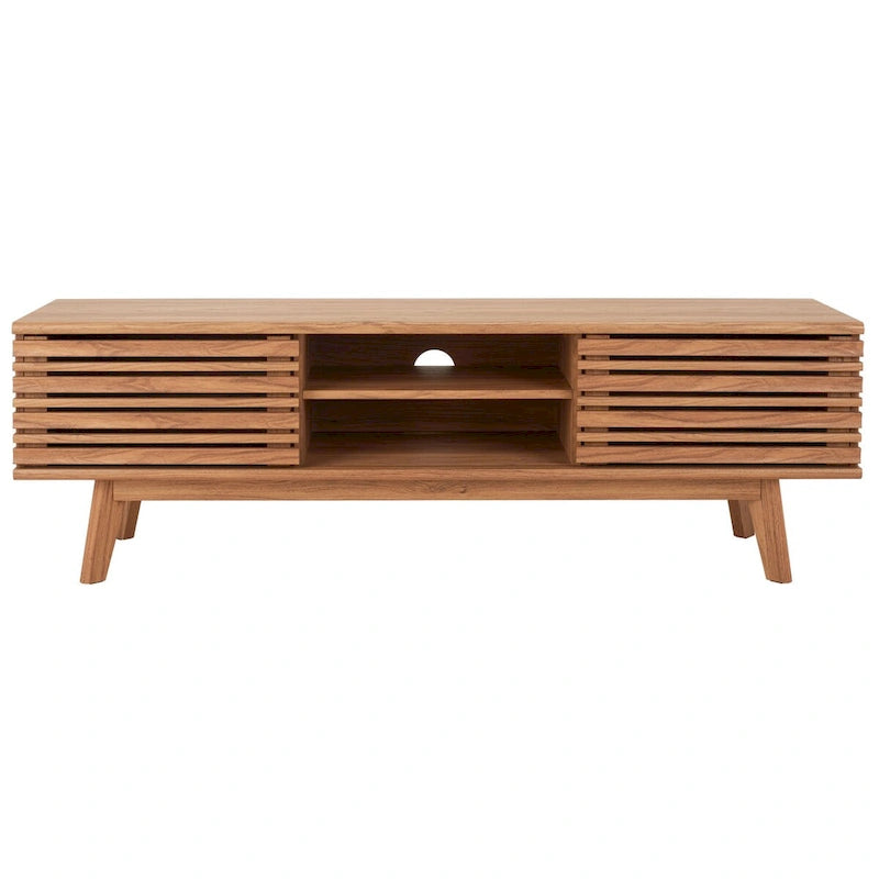 SAFAVIEH Teela Walnut 59-inch Storage Media TV Stand - 59  W x 15  L x 19  H - 59Wx15Dx19H