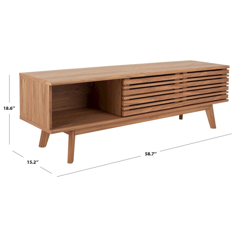 SAFAVIEH Teela Walnut 59-inch Storage Media TV Stand - 59  W x 15  L x 19  H - 59Wx15Dx19H