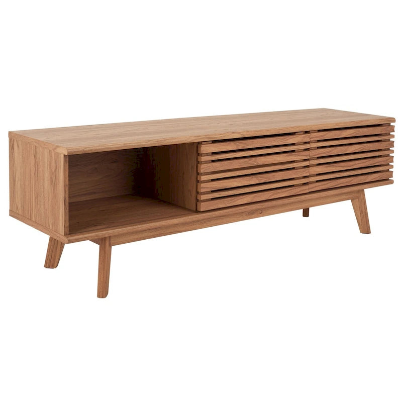 SAFAVIEH Teela Walnut 59-inch Storage Media TV Stand - 59  W x 15  L x 19  H - 59Wx15Dx19H