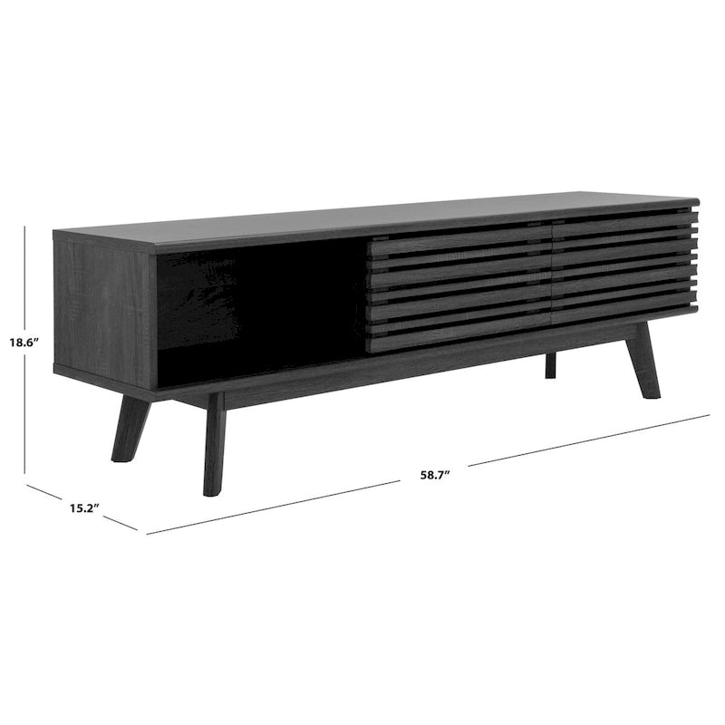 SAFAVIEH Teela Walnut 59-inch Storage Media TV Stand - 59  W x 15  L x 19  H - 59Wx15Dx19H