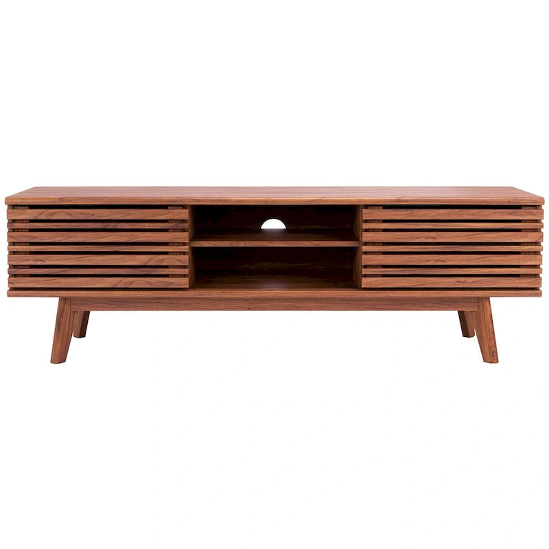 SAFAVIEH Teela Walnut 59-inch Storage Media TV Stand - 59  W x 15  L x 19  H - 59Wx15Dx19H