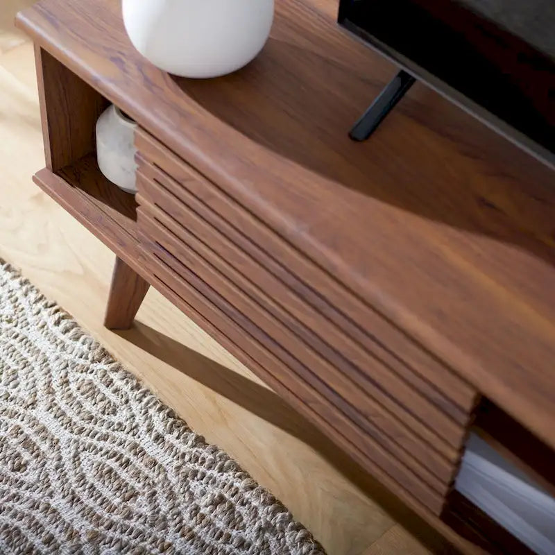 SAFAVIEH Teela Walnut 59-inch Storage Media TV Stand - 59  W x 15  L x 19  H - 59Wx15Dx19H