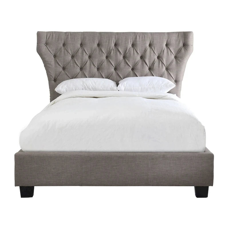 Melina Upholstered Footboard Storage Bed in Gray Linen