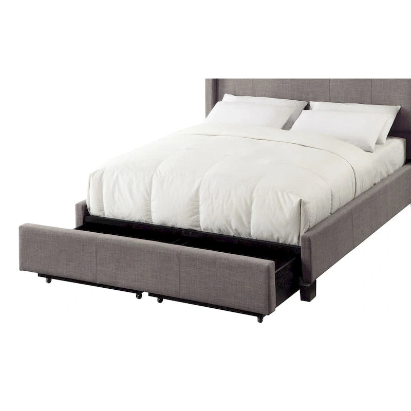 Melina Upholstered Footboard Storage Bed in Gray Linen