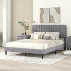 Queen Size Upholstered Platform Bed,No Box Spring Needed, Velvet Fabric