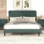 Queen Size Upholstered Platform Bed,No Box Spring Needed, Velvet Fabric