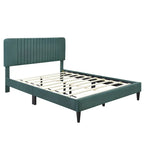 Queen Size Upholstered Platform Bed,No Box Spring Needed, Velvet Fabric