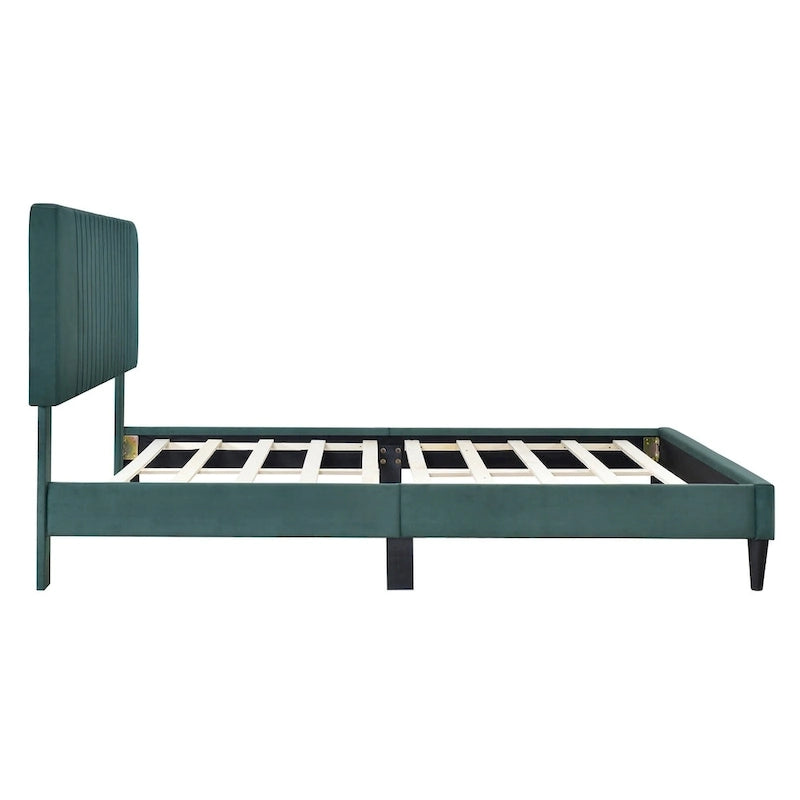 Queen Size Upholstered Platform Bed,No Box Spring Needed, Velvet Fabric