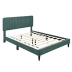 Queen Size Upholstered Platform Bed,No Box Spring Needed, Velvet Fabric