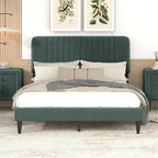 Queen Size Upholstered Platform Bed,No Box Spring Needed, Velvet Fabric