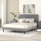 Queen Size Upholstered Platform Bed,No Box Spring Needed, Velvet Fabric