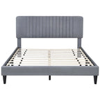 Queen Size Upholstered Platform Bed,No Box Spring Needed, Velvet Fabric