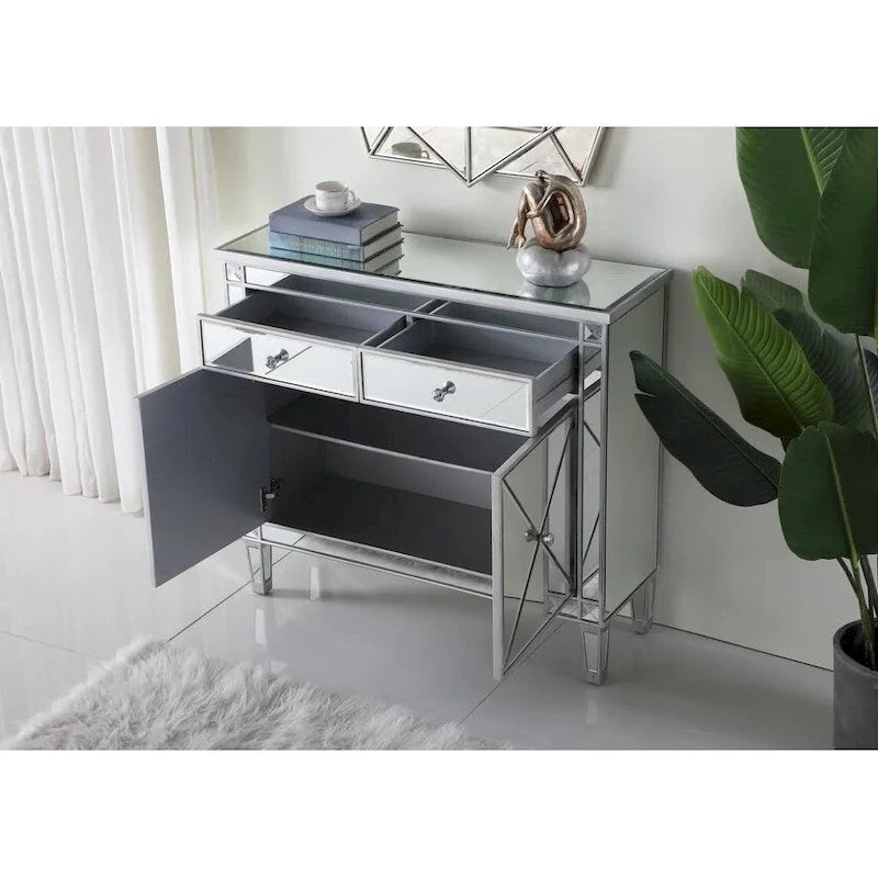 2-Door Mirrored Accent Cabinet