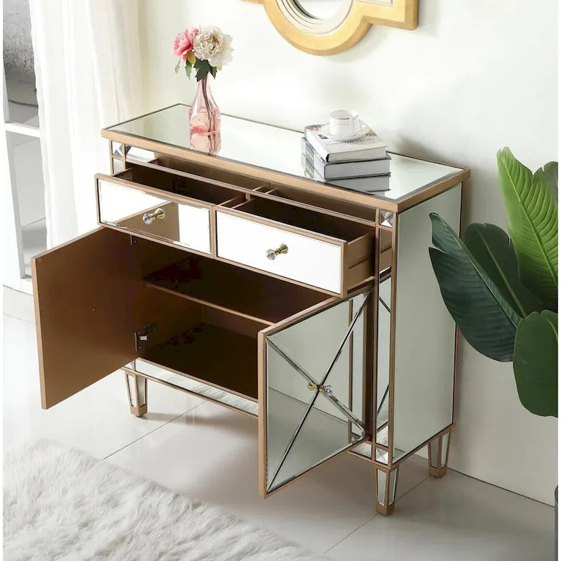 2-Door Mirrored Accent Cabinet