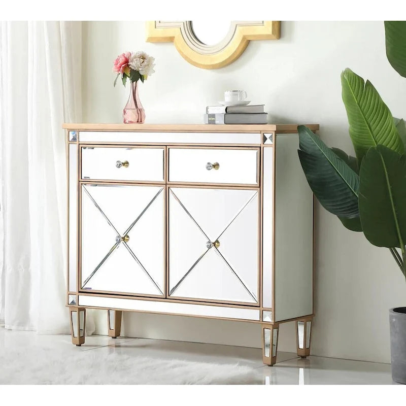 2-Door Mirrored Accent Cabinet