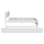 Modern Full Bed Frame With Twin Size Trundle And 2 Drawers
