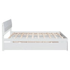 Modern Full Bed Frame With Twin Size Trundle And 2 Drawers